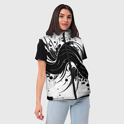 Женский жилет Чёрно-белая абстракция нейросеть, цвет: 3D-черный — фото 2