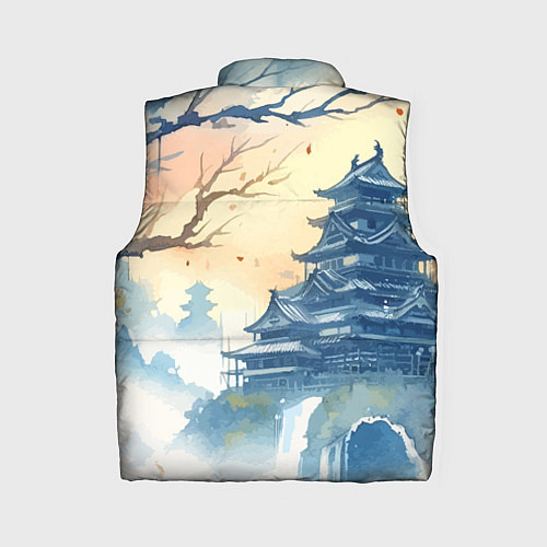 Женский жилет Japanese landscape - watercolor / 3D-Светло-серый – фото 2