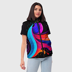 Женский жилет Неоновая красочная абстракция - нейросеть, цвет: 3D-красный — фото 2