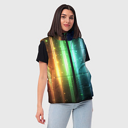 Женский жилет Светящиеся яркие неоновые полосы в космосе, цвет: 3D-красный — фото 2