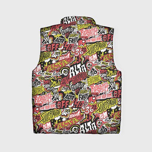 Женский жилет Супер мото паттерн с надписями и черепками / 3D-Красный – фото 2