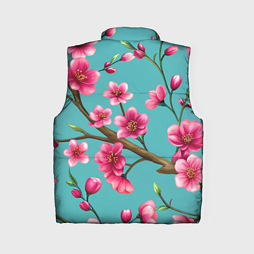 Женский жилет Ветка розовой сакуры / 3D-Черный – фото 2