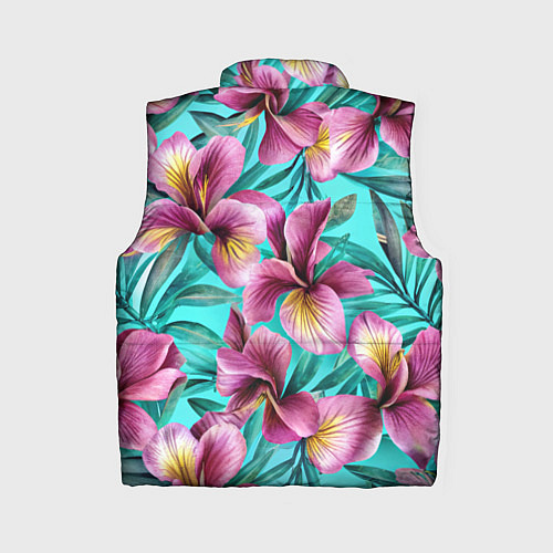 Женский жилет Розовые ирисы лианы паттерн / 3D-Черный – фото 2