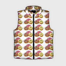 Женский жилет Пончики-фастфуд паттерн, цвет: 3D-светло-серый