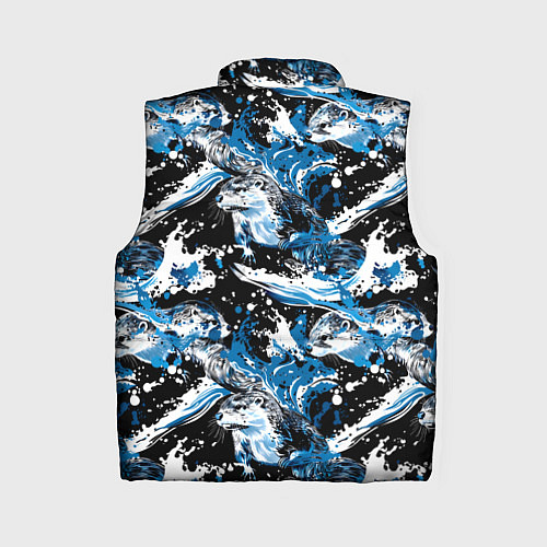 Женский жилет Выдры в речке на волнах - паттерн / 3D-Черный – фото 2