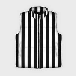 Женский жилет Вертикальные черно белые полосы, цвет: 3D-светло-серый