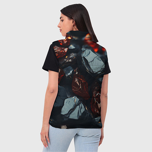 Женский жилет Темные блестящие абстрактные камни / 3D-Красный – фото 4