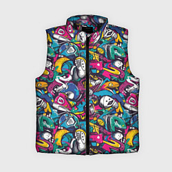 Женский жилет Граффити спортивные принадлежности, цвет: 3D-черный