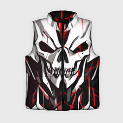 Женский жилет Белый череп и красные полосы на чёрном фоне, цвет: 3D-черный