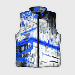 Женский жилет Сине-белая абстракция на чёрном фоне
