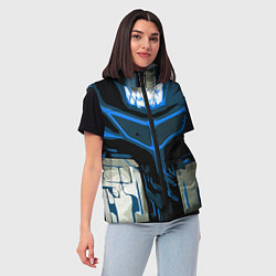 Женский жилет Blue stripes on a black and white background, цвет: 3D-черный — фото 2