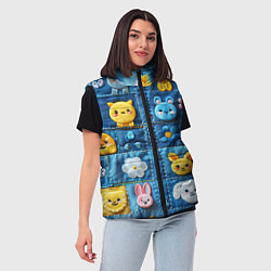 Женский жилет Зайчата на пэчворк, цвет: 3D-черный — фото 2