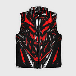 Женский жилет Красно-белое абстрактное лицо на чёрном фоне, цвет: 3D-черный