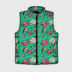 Женский жилет Губы и молния поп арт