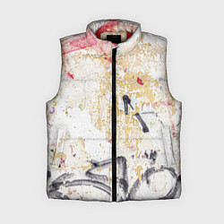 Женский жилет Стена с потрескавшейся краской и надписи, цвет: 3D-красный