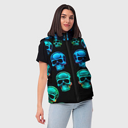 Женский жилет Neon skulls - ai art pattern, цвет: 3D-красный — фото 2
