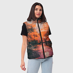 Женский жилет Винтажные осенние улицы, цвет: 3D-красный — фото 2