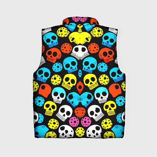 Женский жилет Прикольный цветной паттерн из черепков - нейроарт / 3D-Черный – фото 2