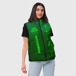 Женский жилет Pokemon - green gradient по-вертикали, цвет: 3D-черный — фото 2