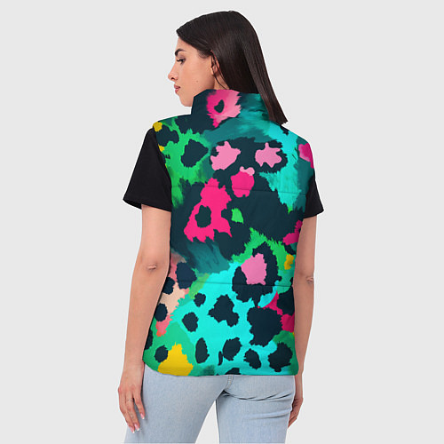 Женский жилет Кислотный зеленый леопардовый камуфляж / 3D-Светло-серый – фото 4