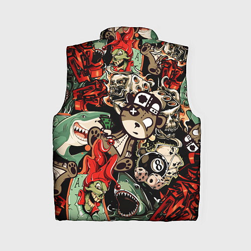 Женский жилет Граффити плюшевого медведя среди акул азарта / 3D-Черный – фото 2