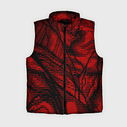 Женский жилет Красно-чёрный абстрактный полосатый, цвет: 3D-красный