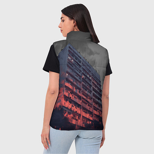 Женский жилет Сумрачный спальный район / 3D-Красный – фото 4