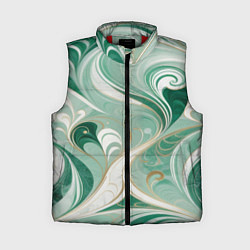 Женский жилет Светло-зеленый узор с завитками, цвет: 3D-красный