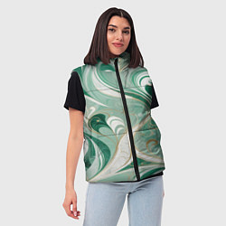 Женский жилет Светло-зеленый узор с завитками, цвет: 3D-красный — фото 2