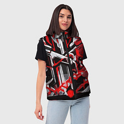 Женский жилет Красно-белая агрессивная абстракция на чёрном фоне, цвет: 3D-светло-серый — фото 2
