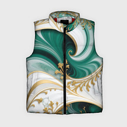 Женский жилет Зеленые волны и золотые веточки