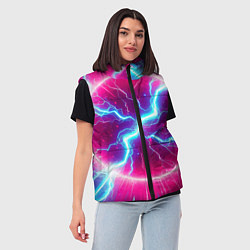 Женский жилет Неоновая абстракция - нейроарт, цвет: 3D-светло-серый — фото 2