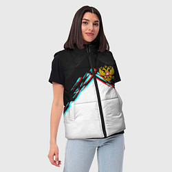 Женский жилет Краски глитч герб РФ, цвет: 3D-светло-серый — фото 2