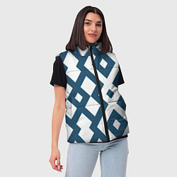 Женский жилет Геометрический узор ромб синий, цвет: 3D-черный — фото 2