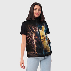 Женский жилет Злой и милый Пикачу, цвет: 3D-светло-серый — фото 2