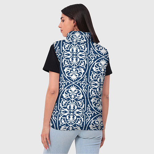 Женский жилет Геометрический узор арабеска бело-синий / 3D-Красный – фото 4