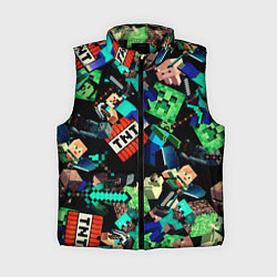 Женский жилет Главные герои из Майнкрафт, цвет: 3D-черный