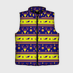 Женский жилет Новый год зима паттерн, цвет: 3D-черный