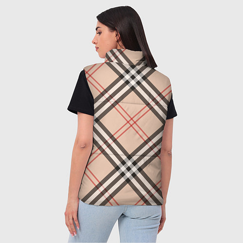 Женский жилет Стильная клетка - шотландка, крупно / 3D-Красный – фото 4