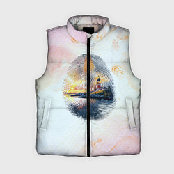 Женский жилет Маяк у моря на закате в отпечатке пальца, цвет: 3D-светло-серый