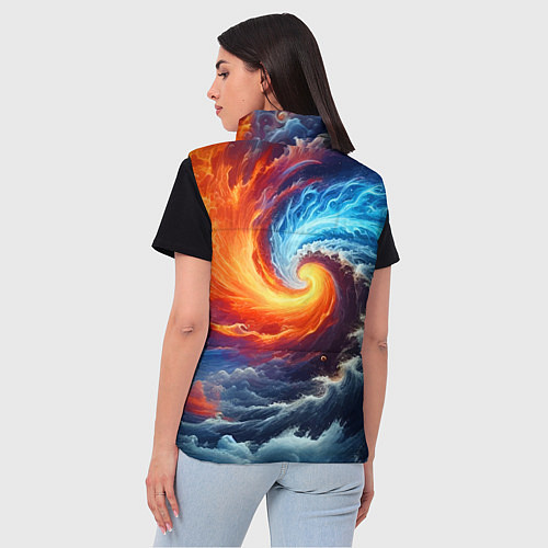 Женский жилет Столкновение двух стихий - инь янь / 3D-Красный – фото 4