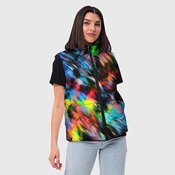 Женский жилет Цветные краски абстракция, цвет: 3D-красный — фото 2