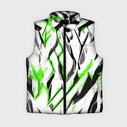 Женский жилет Чёрно-зелёные агрессивные полосы на белом фоне, цвет: 3D-светло-серый