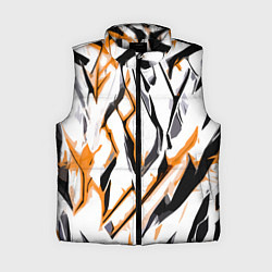 Женский жилет Чёрно-жёлтые агрессивные полосы на белом фоне, цвет: 3D-черный