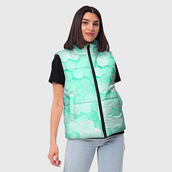 Женский жилет Ярко бирюзовые соты, цвет: 3D-светло-серый — фото 2