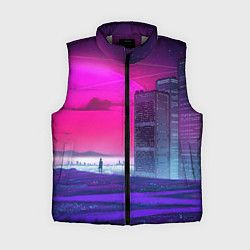 Женский жилет Synthwave неоновый город, цвет: 3D-светло-серый