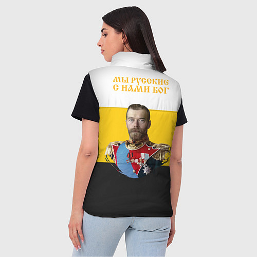 Женский жилет Мы русские с нами Бог НИКА желтая патриоты / 3D-Красный – фото 4