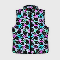 Женский жилет Halloween - тыквы на неоновом фоне
