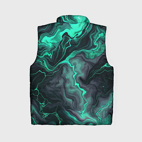 Женский жилет Бирюзовый мрамор на черном фоне / 3D-Черный – фото 2