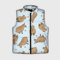 Женский жилет Паттерн с капибарами и мандаринками голубой, цвет: 3D-светло-серый